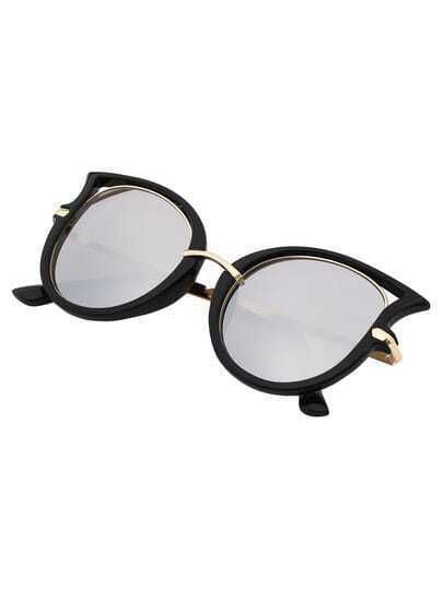 Cutout Cat Eye Silver Lenses Sunglasses | SHEIN