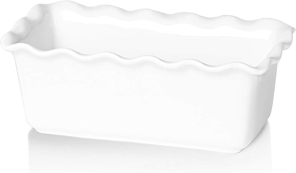 HAOTOP Porcelain Nonstick Baking Bread Loaf Pan, 8.5 x 5 Inch, White | Amazon (US)