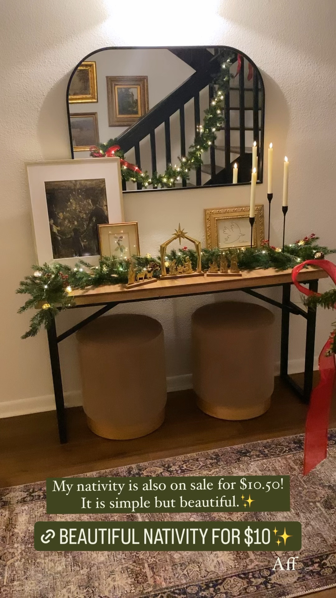 My nativity set is 
only $10 this week at target! It's simple and beautiful!
....................
Foyer Christmas decor entry Christmas decor gold nativity set gold nativity scene ceramic nativity metal nativity green garland with berries battery candles flameless candles Amazon candles Christmas art Christmas decorations under $20 Christmas decor under $15 target Christmas Christmas table decor

#LTKfamily #LTKhome #LTKHoliday