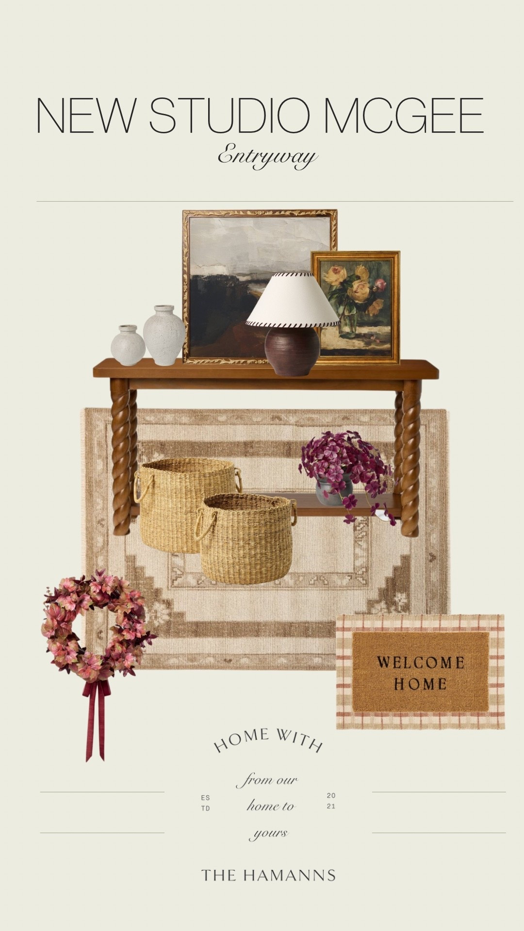 Studio McGees new fall line at target that released at 2AM June 16th! Here are some of my favorite items for the entryway! 

Target, home decor, outdoor doormat, layered doormats, fall collection, fall decor, burgundy wreath, baskets, wall art, vintage style art, vintage rug, area rug, framed art, wall art, console table, grey ceramic vases, brown table lampp shade, braided console table 

#LTKSeasonal #LTKStyleTip #LTKHome