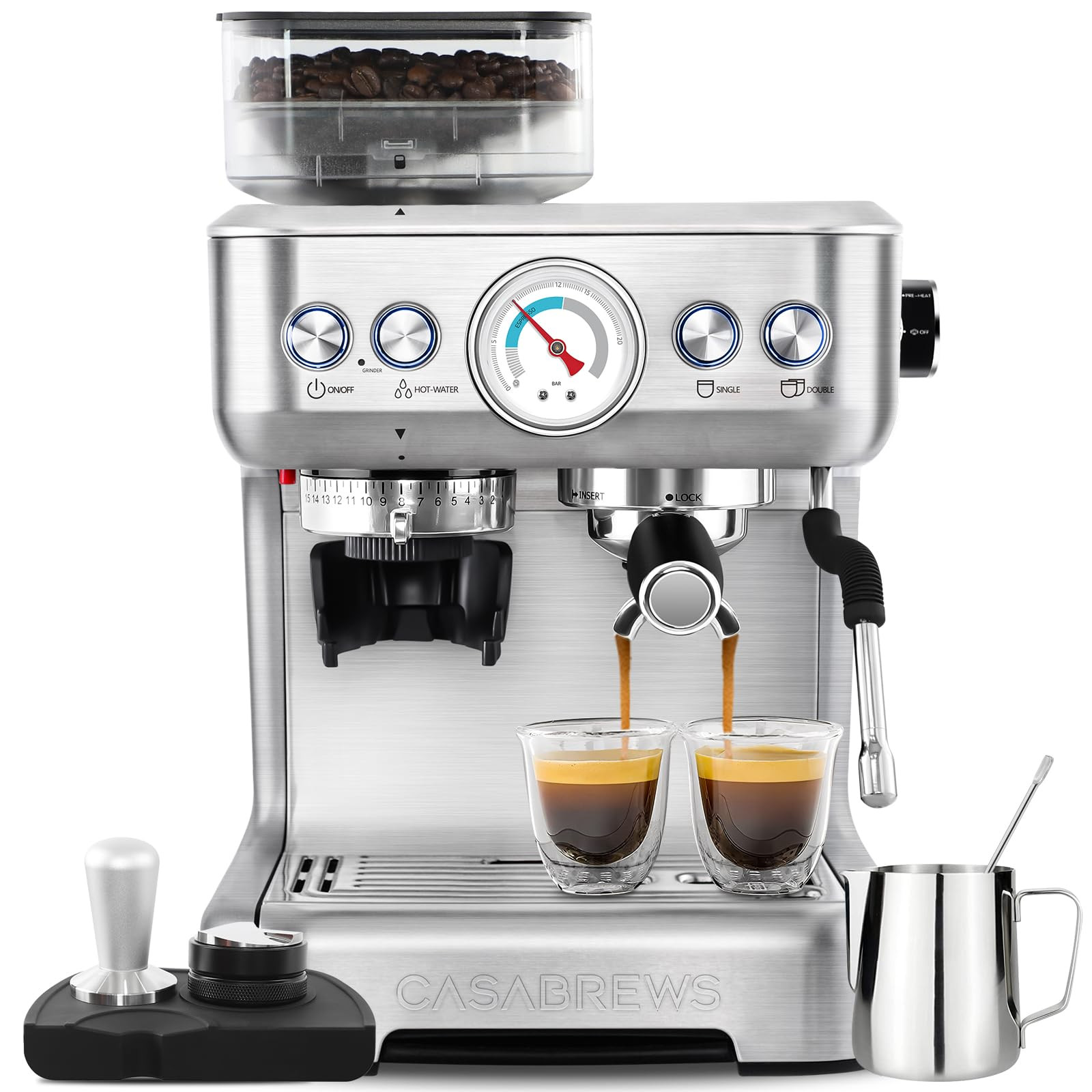 CASABREWS 5700Gense Espresso Machine with Grinder, Barista-Style Cappuccino Maker with Milk Froth... | Amazon (US)