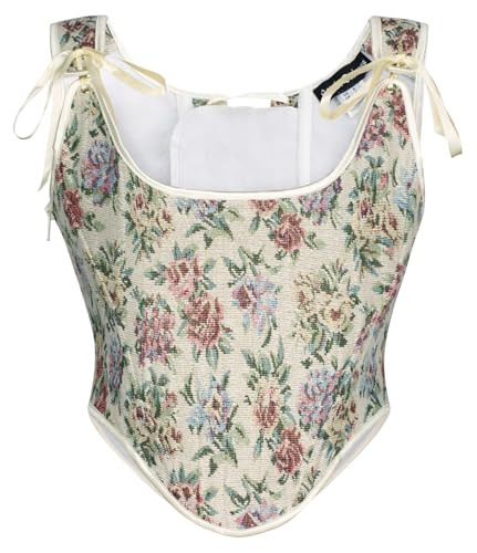 Scarlet Darkness Floral Pink Corset Top Elegant Lace Up Floral Corset Top for Women Renaissance Corset Pink Floral Size 10 | Amazon (US)