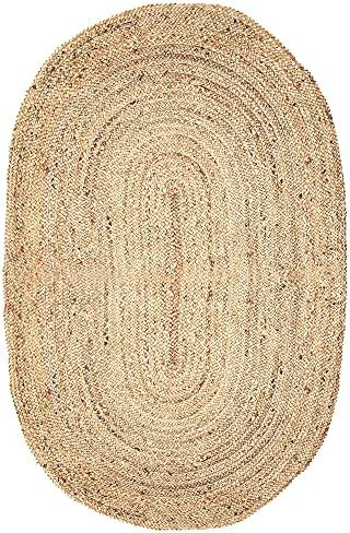 Reversible Jute Rug Natural Fibers Woven Braided Runner Rug Carpet ( Oval, 4x6 Feet ) | Amazon (US)