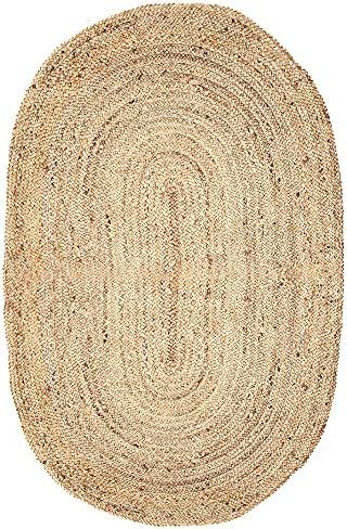 Reversible Jute Rug Natural Fibers Woven Braided Runner Rug Carpet ( Oval, 4x6 Feet ) | Amazon (US)