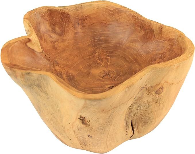 Teak Root Wood Hand Carved Shallow Decorative Bowl for Coffee Table, Remotes, Keys (Décor Bowl) | Amazon (US)