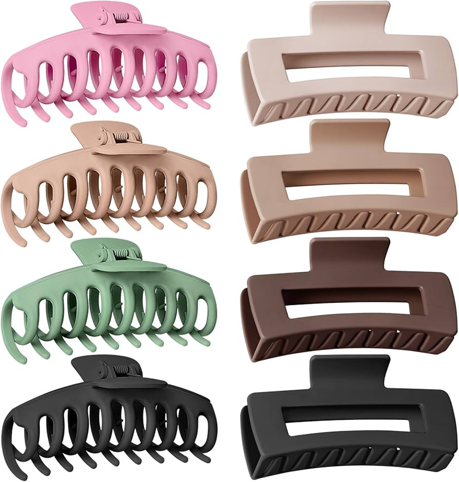 TOCESS 8 Pack Big Hair Claw Clips for Women Large Claw Clip for Thin Thick Curly Hair 90's Strong... | Amazon (US)