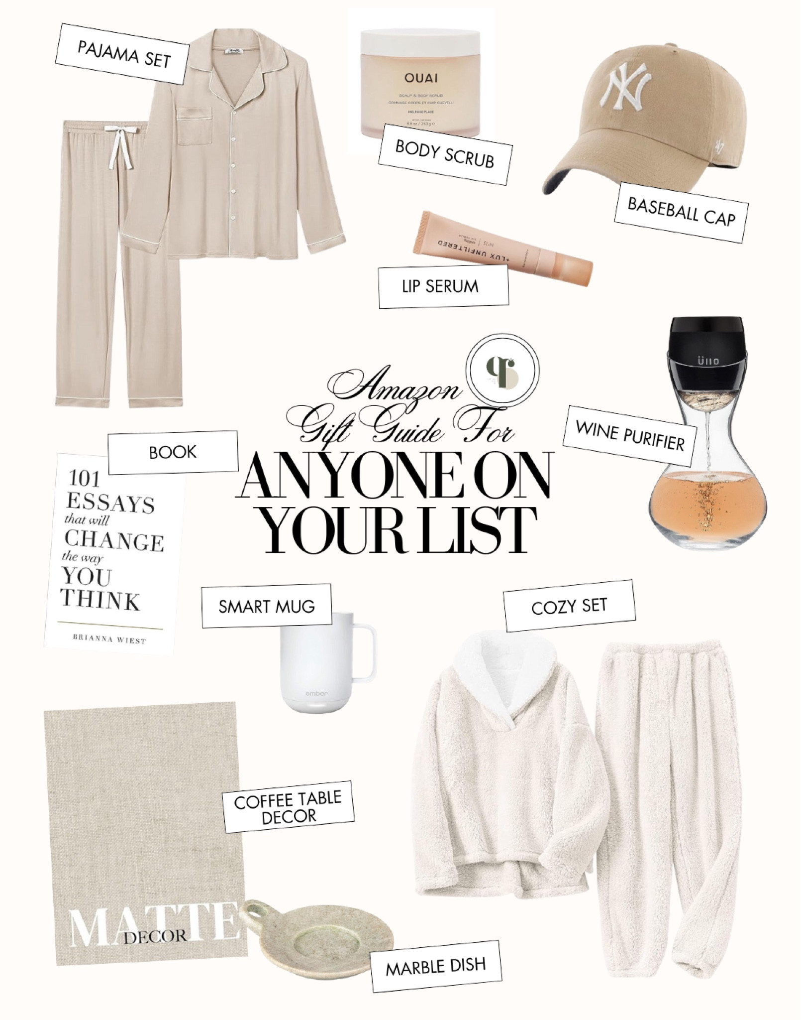 Gift Guide For Everybody On Your List!

Pajamas / cozy set / loungewear / lounge set / wine purifier / book / lip serum / baseball hat / smart mug / mug warmer / coffee table book decor / body scrub / amazon holiday gift guide / gift for her / gift for him / gift for mom / gift for dad / gift for coworker / amazon neutral finds / cozy winter finds / neutral gift guide

#LTKCyberWeek #LTKHoliday #LTKGiftGuide