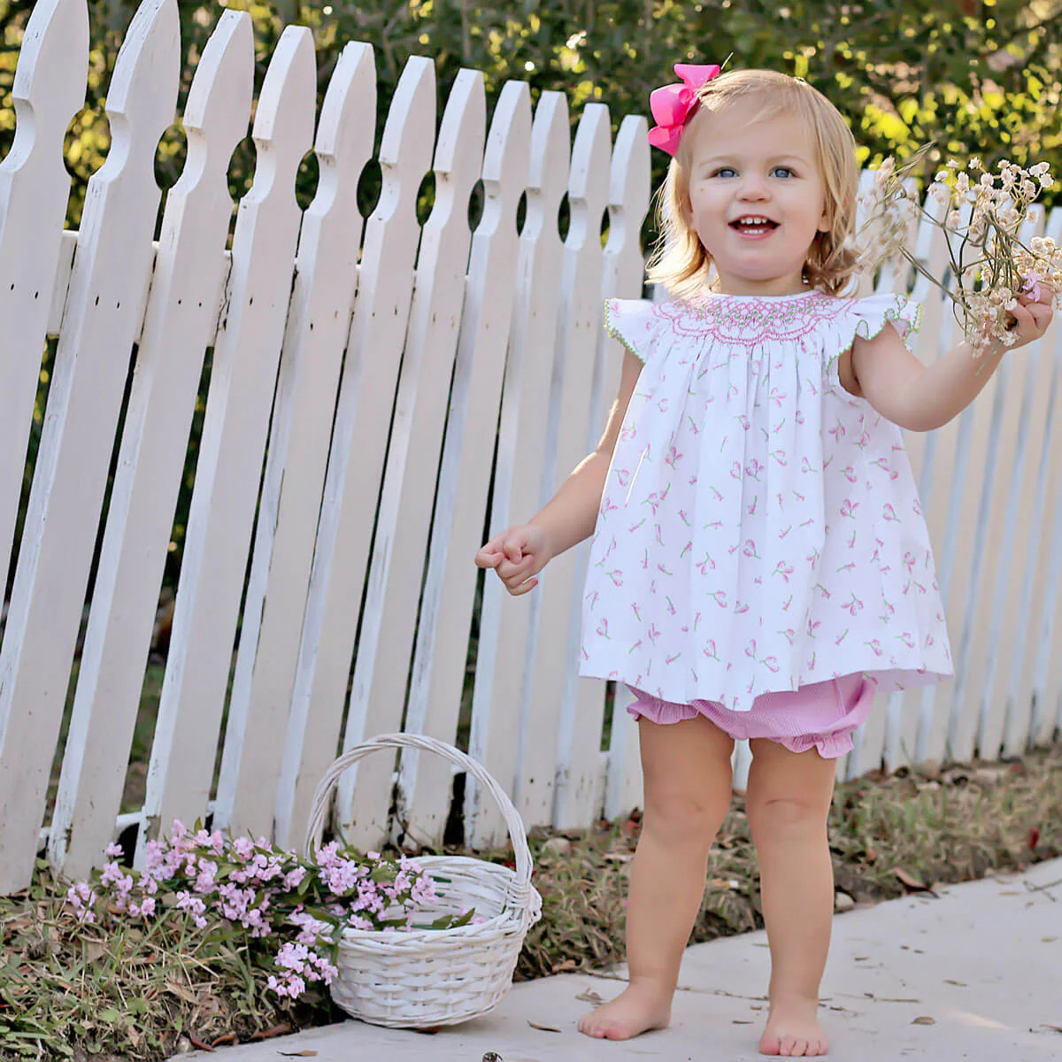 Spring Tulips Smocked Bloomer Set | Classic Whimsy