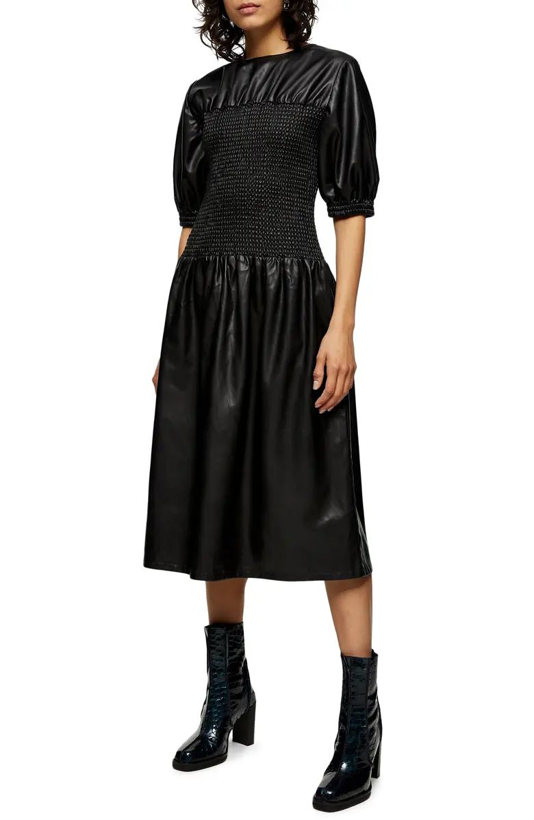 Smocked Faux Leather Dress | Nordstrom