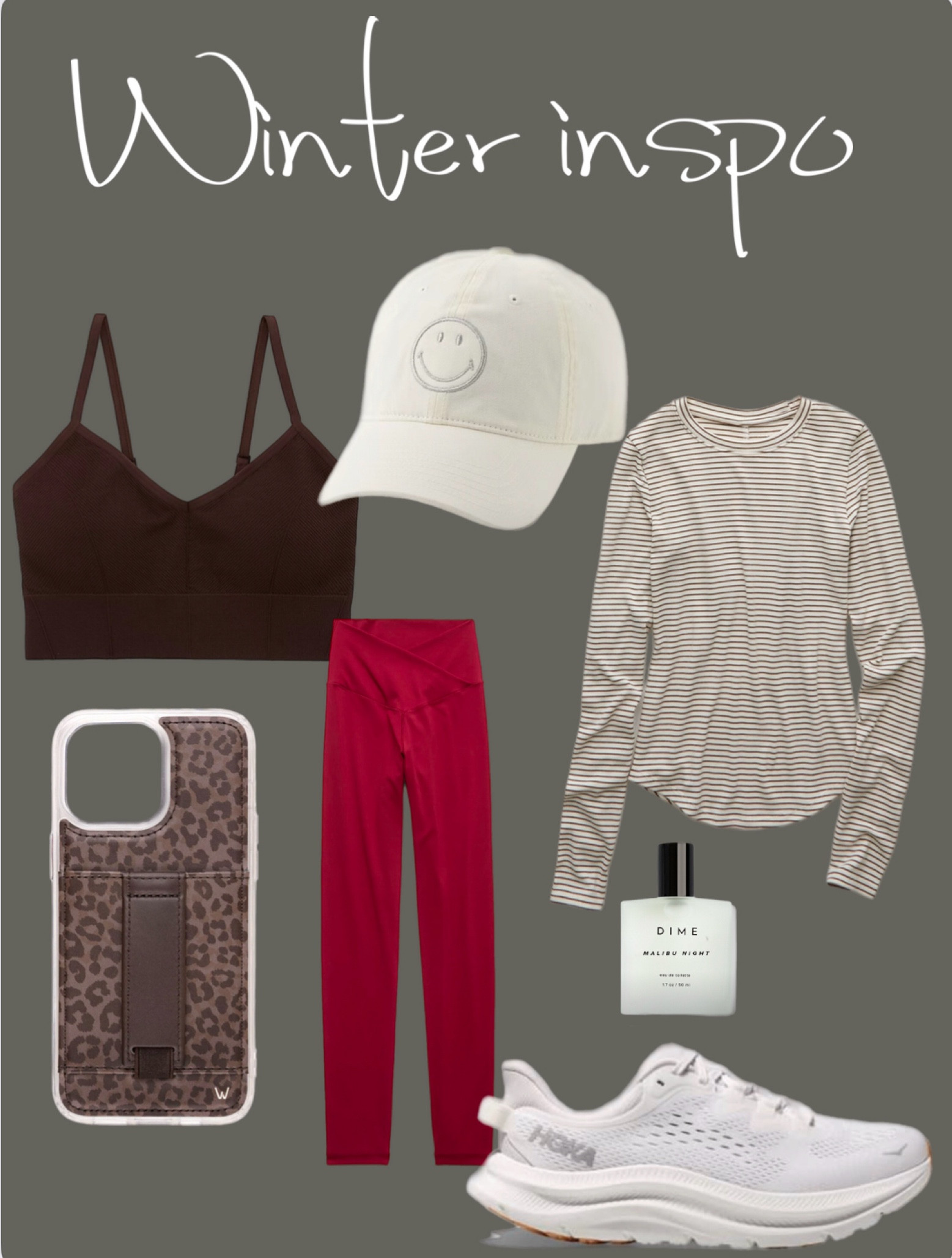 Winter outfit inspo 🤎👟✨ Here for the stripes, neutrals, leopard print and Wine red leggings ♥️

Aerie outfits 
Dime Malibu nights perfume 
Hoka shoes 👟 
Walli cases 

#LTKActive #LTKGiftGuide #LTKSeasonal