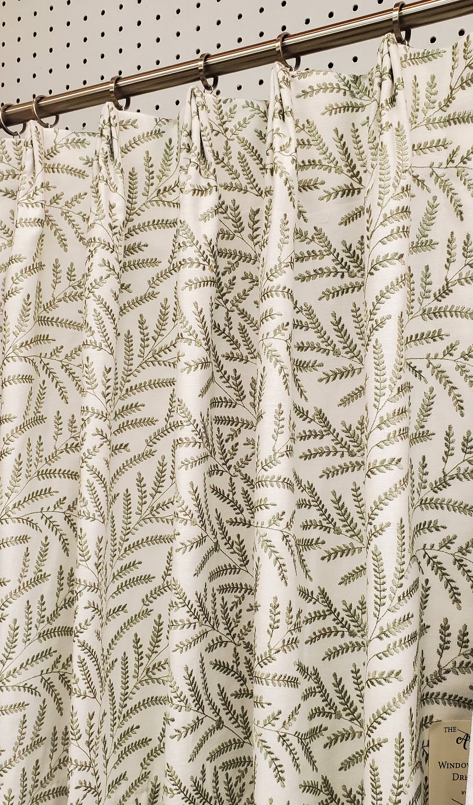 Gail Spring, Green Embroidered Floral | Lined Custom Drapes or Curtains | Pinch Pleat or Euro Ple... | Etsy (US)