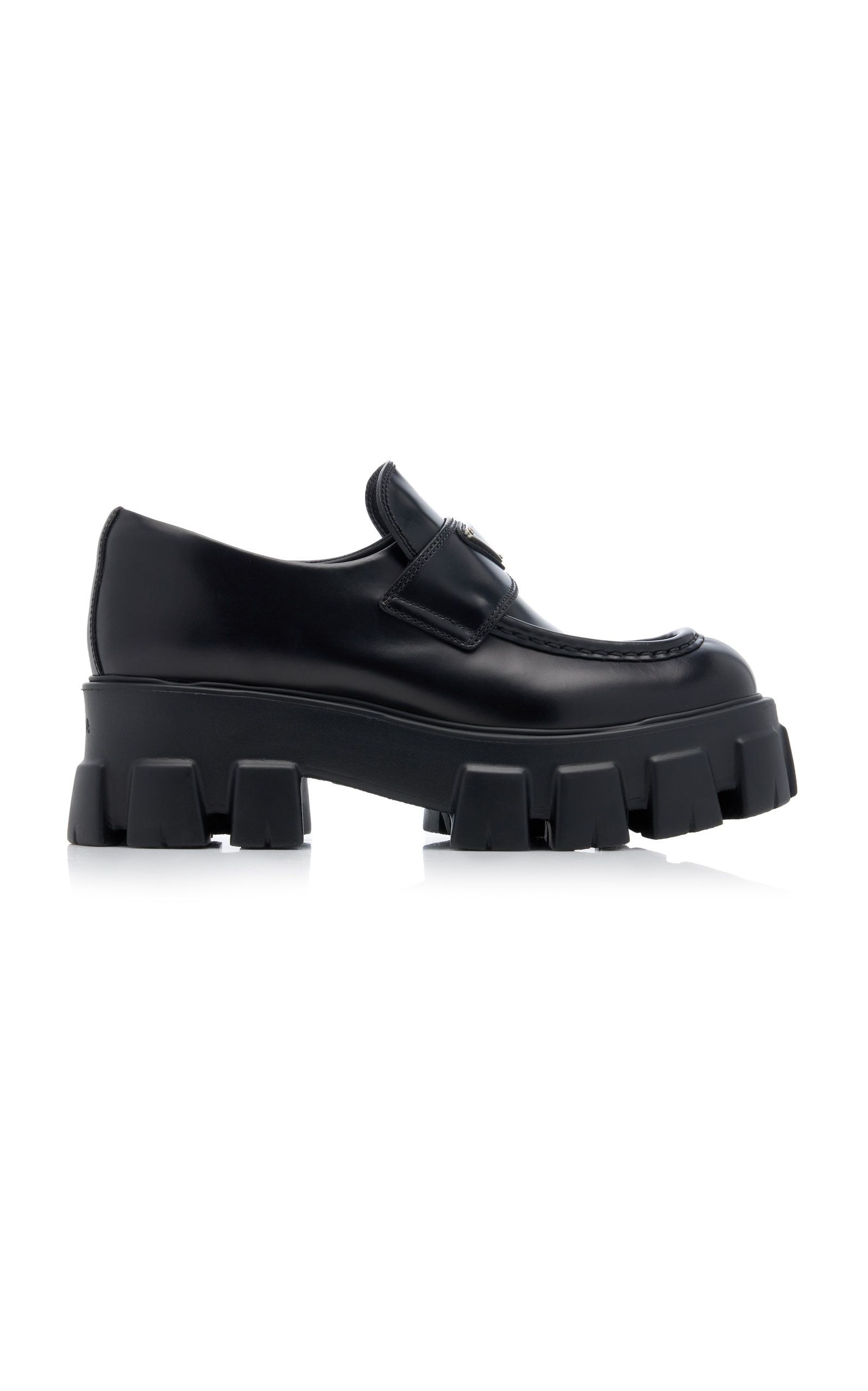 Prada - Monolith Leather Loafers - Black - IT 39 - Moda Operandi | Moda Operandi (Global)