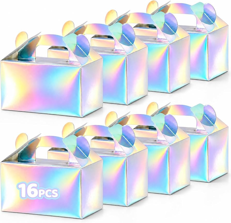 VGOODALL 16PCS Party Favor Boxes, 6.1x3.3x3.5Inch Iridescent Gable Boxes,Gift Containers for Snac... | Amazon (US)