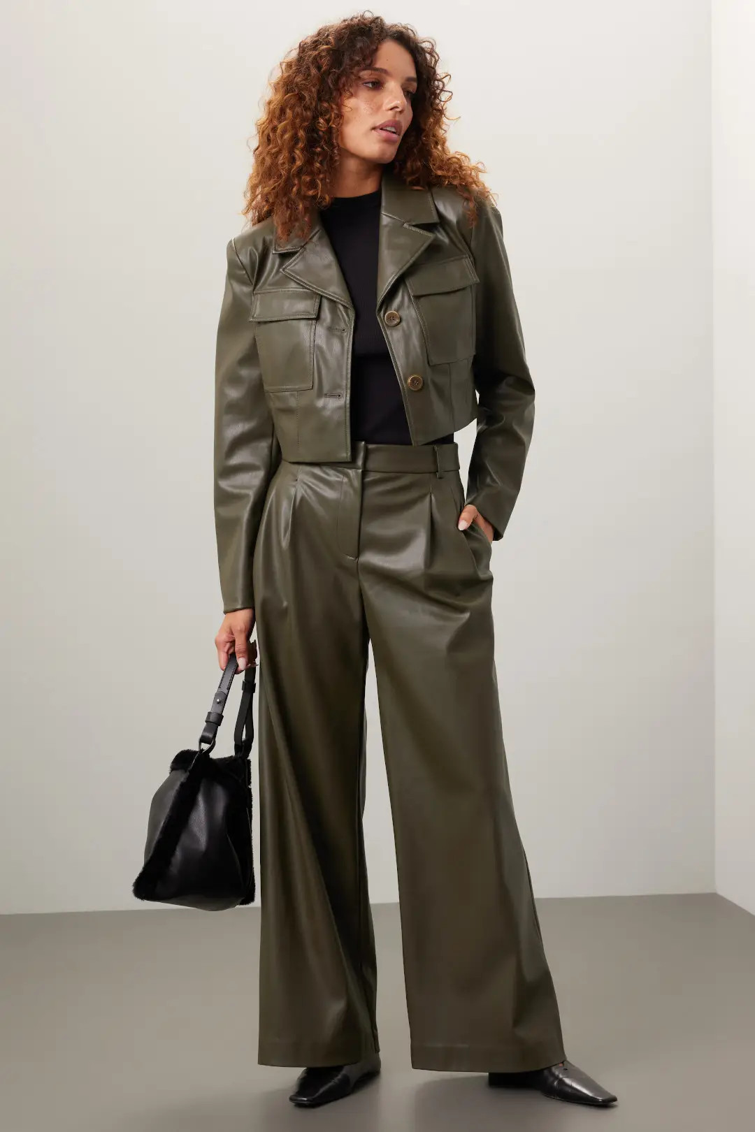 Olive Faux Leather Pants | Rent the Runway