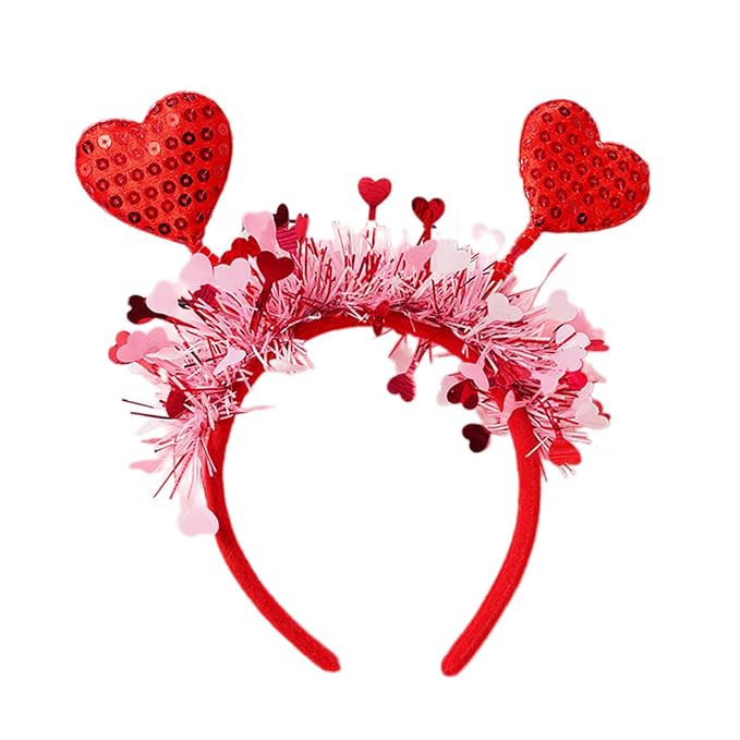 appuivbt Cute Valentines Day Headband with Heart Girls Valentines Headband with Tinsel Woman Teen... | Amazon (US)