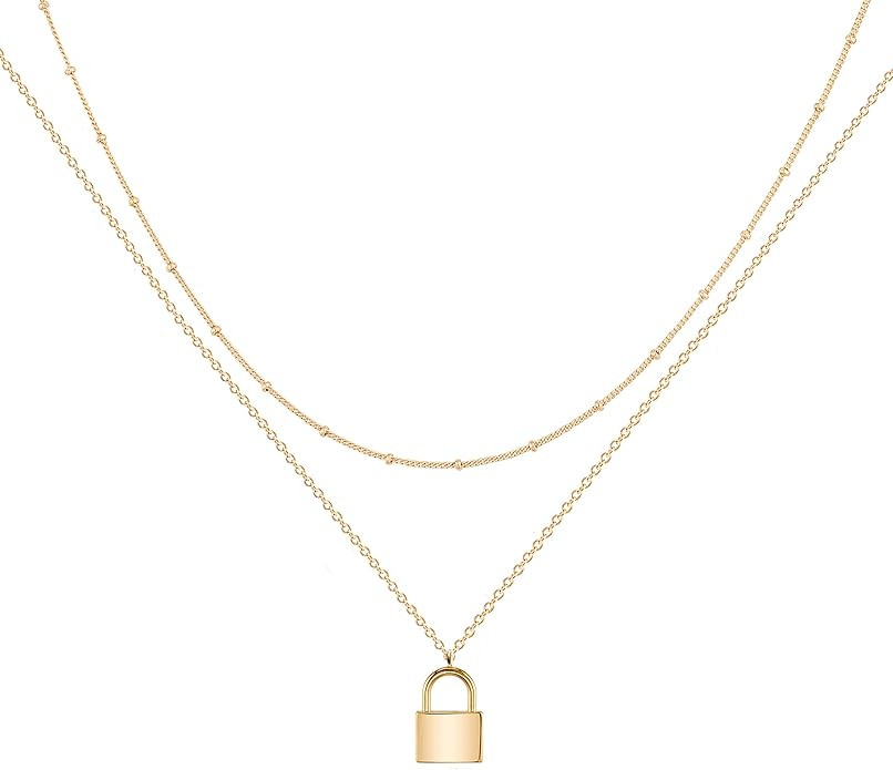 MEVECCO Layered Heart Necklace Pendant Handmade 18k Gold Plated Dainty Gold Choker Arrow Bar Laye... | Amazon (US)