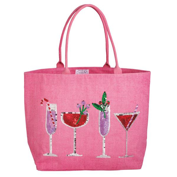 Holiday Cocktails Sparkle Tote | Mud Pie