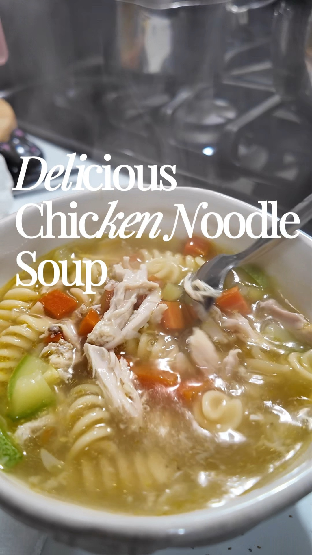 Sick kids and chilly weather calls for delicious and comforting chicken noodle soup!