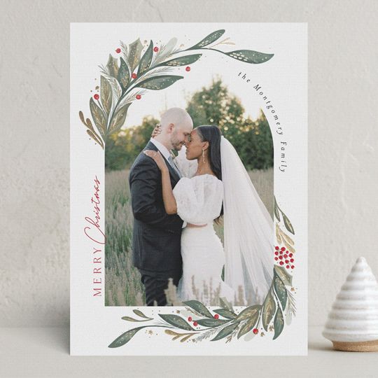 "Winter Foliage" - Customizable Foil-pressed Holiday Cards in White by Joanna Griffin. | Minted