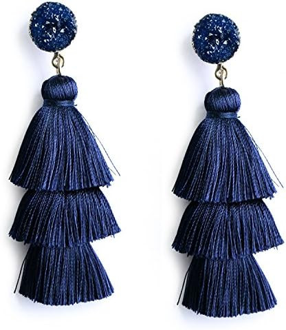 Me&Hz Colorful Layered Tassel Earrings Bohemian Dangle Drop Tiered Tassel Druzy Stud Earrings Wom... | Amazon (CA)