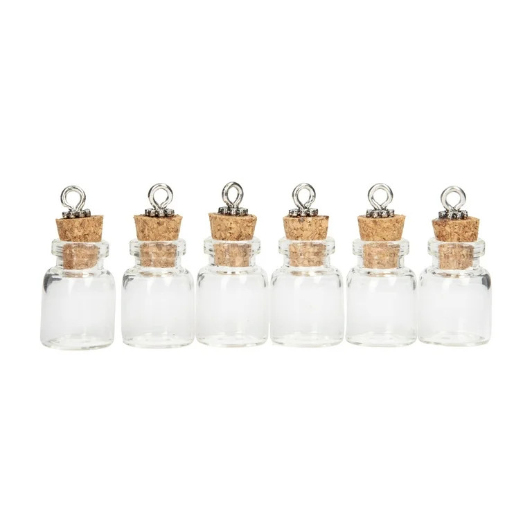 Cousin DIY Clear Glass Mini Bottle Charms with Corks, 6 Piece, Jewelry Making, Adult, Unisex | Walmart (US)
