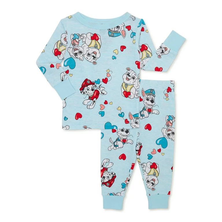 Paw Patrol Toddler Unisex Valentine's Day Long Sleeve Top and Pants, 2-Piece Pajama Set, Sizes 12... | Walmart (US)