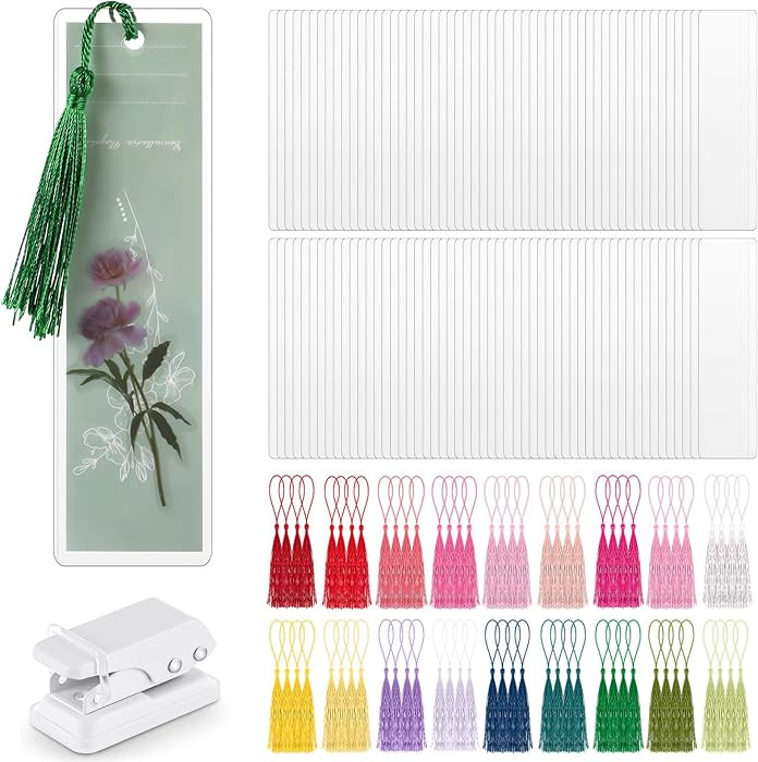 101 Pcs DIY Bookmark Making Kit Bookmark Laminating Pouches 5 Mil Hot Laminator Sleeves with Rain... | Amazon (US)
