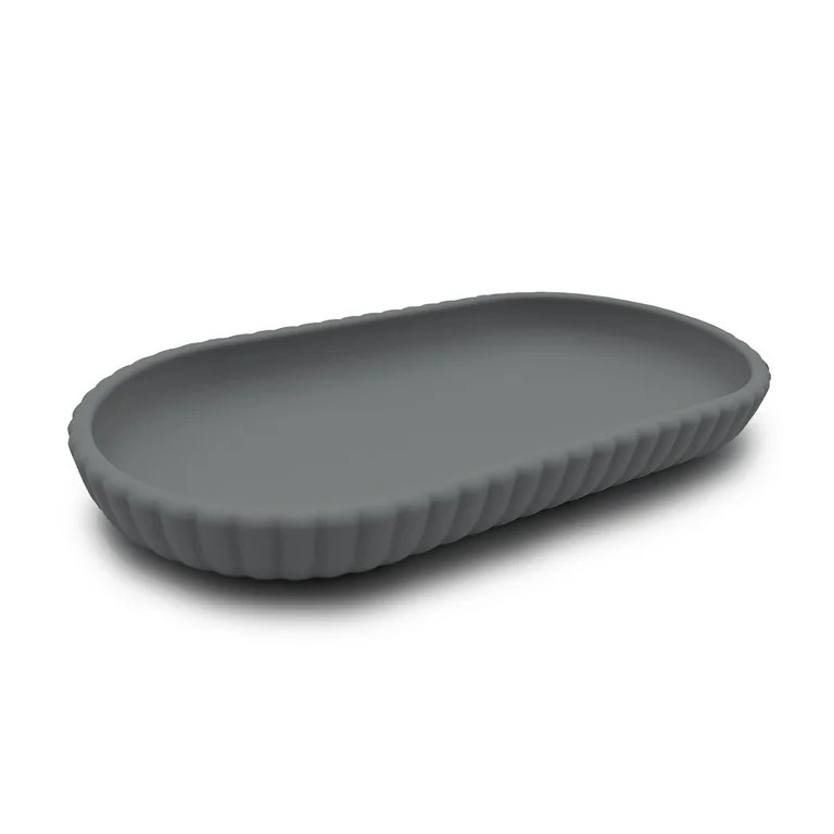 Mainstays Rubberized Plastic Ribbed Accessory Tray, Grey - Walmart.com | Walmart (US)