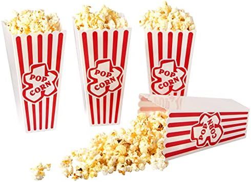 Amazon.com: Plastic Popcorn Containers Red & White Striped Retro Style Reusable Popcorn Boxes for... | Amazon (US)