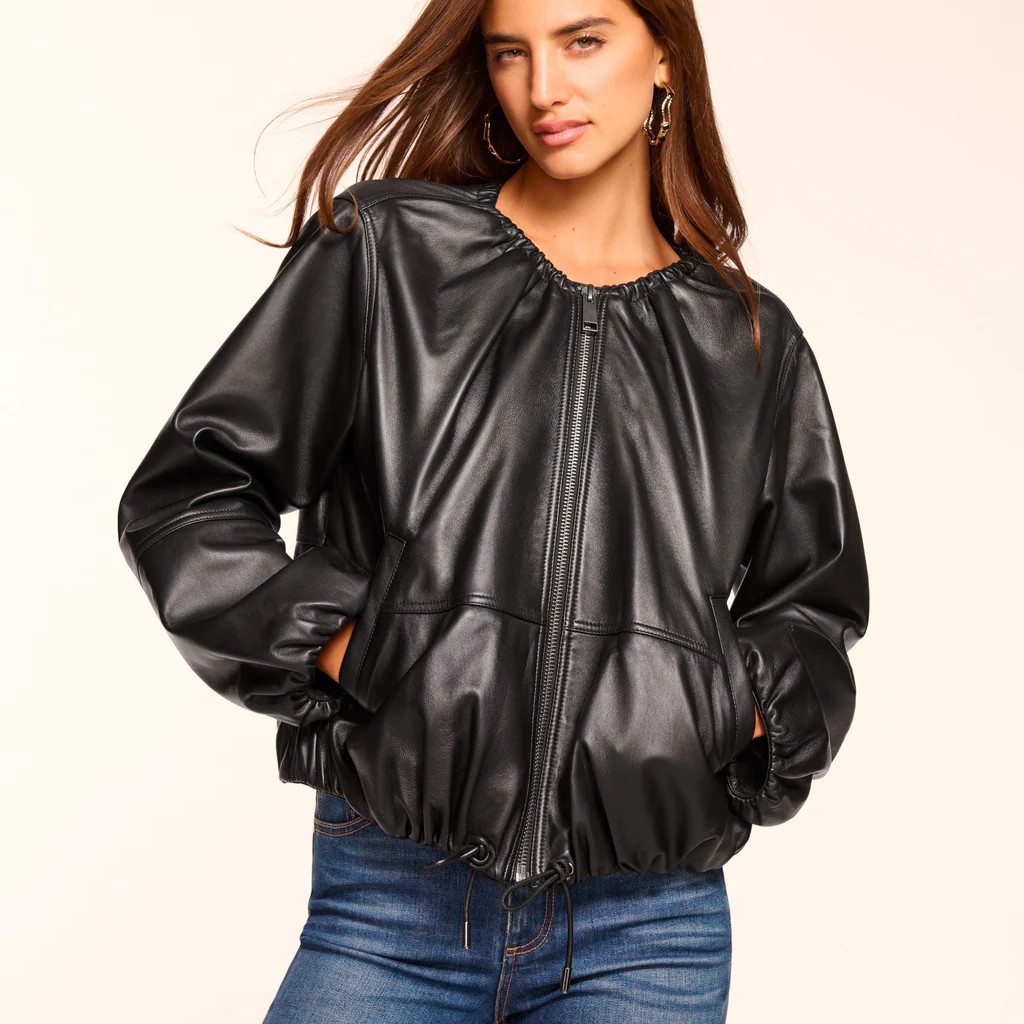 Priscilla Leather Bomber Jacket | Ramy Brook
