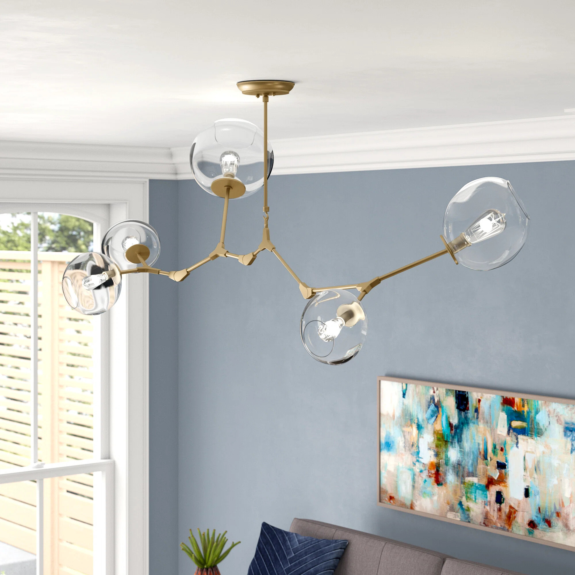 Maclean 5 - Light Dimmable Sputnik Modern Linear Chandelier | Wayfair North America