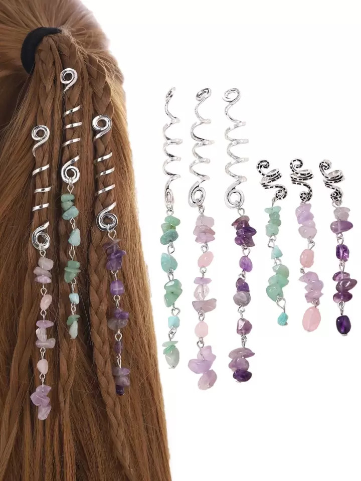 6pcs Women Crystal Decor Fashion Hair Ring | SHEIN