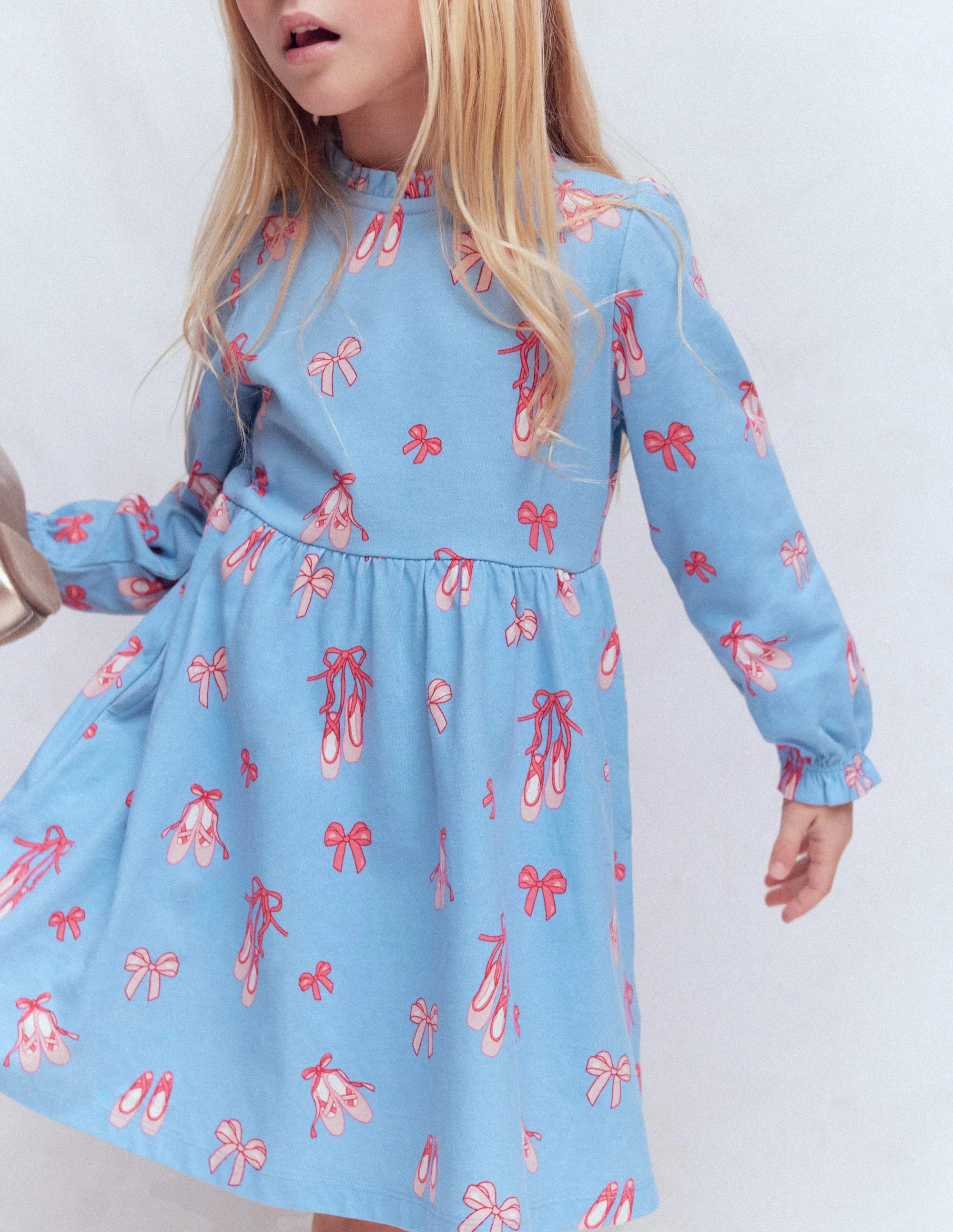 Blouson Sleeve Jersey Dress-Pale Blue Ballet Shoes | Boden (US)