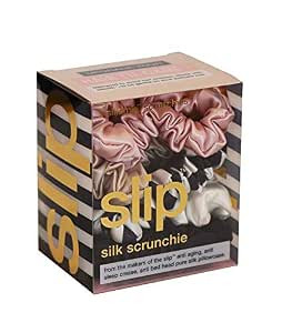 Slip Silk Midi Scrunchies in Black, White, Navy Stripe, Pink and Caramel - 100% Pure 22 Momme Mul... | Amazon (US)