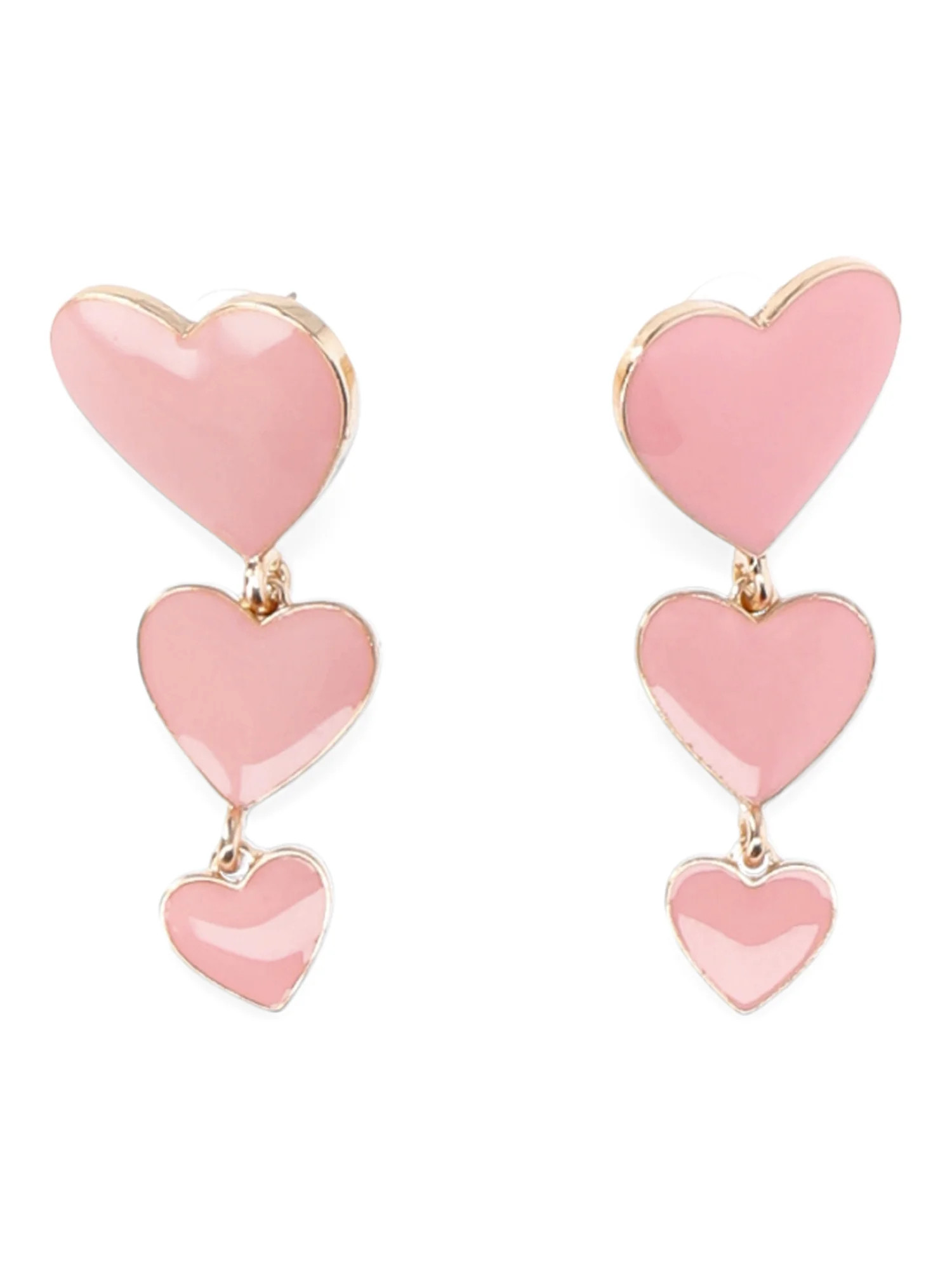 No Boundaries Triple Heart Drop Earrings, Pink, Women’s - Walmart.com | Walmart (US)