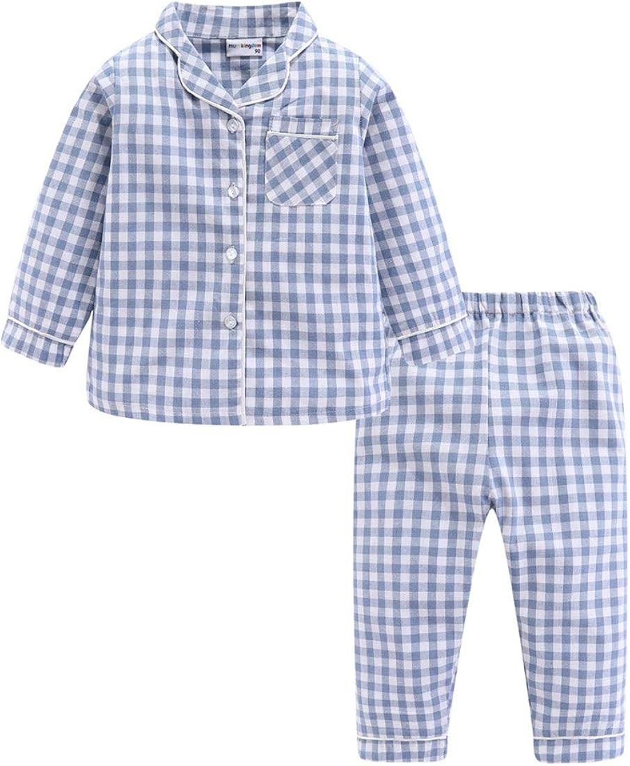 Mud Kingdom Boutique Girls Boys Pajamas Set Collared Long Sleeve Sleepwear | Amazon (US)