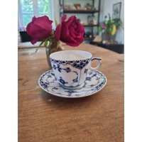 stunning Antique Royal Copenhagen Blue Fluted Half Lace Demitasse Cup & Saucer | Etsy (US)