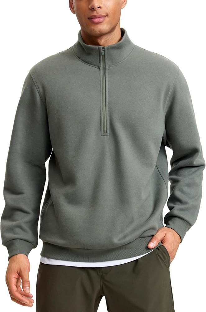 CRZ YOGA Fleece Lined Half Zip Sweatshirts for Men Mock Neck Pullover Sweatshirt Casual Workout D... | Amazon (US)