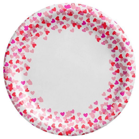 30ct Valentine&#39;s Day Confetti Heart Dinner Plates Pink - Spritz&#8482; | Target