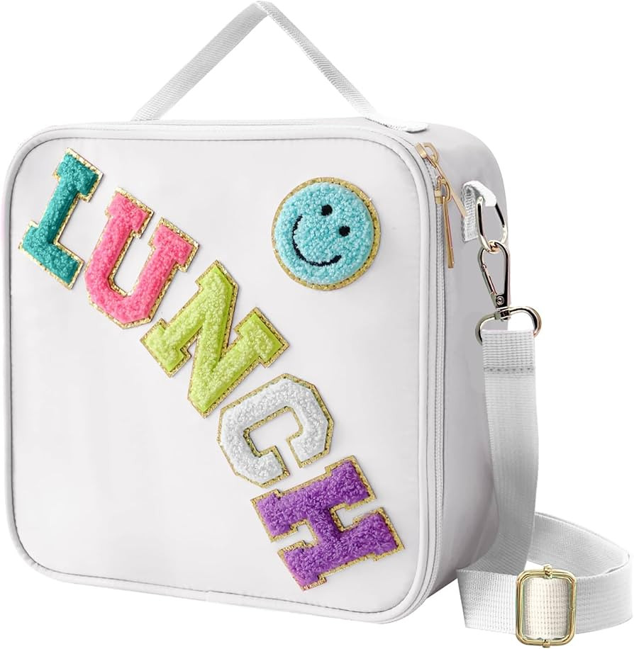 Insulated Lunch Bag With Adjustable Shoulder Strap, Nylon Preppy Lunch Box Large Insulated Lunch ... | Amazon (US)
