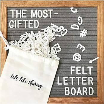 Gray Felt Letter Board 10x10 Inches. Changeable Letter Boards Include 300 White Plastic Letters a... | Amazon (US)