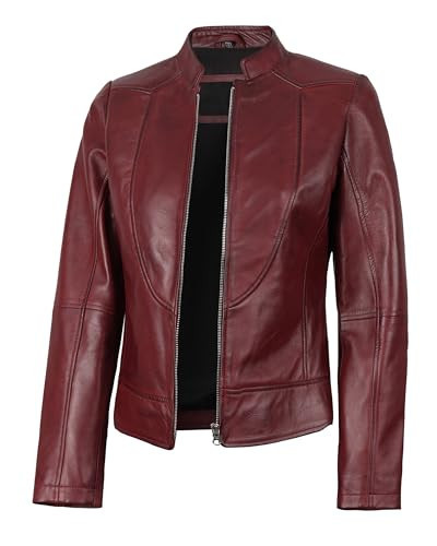 Decrum Burgundy Leather Jacket Women - Leather Jackets [1307735] | Burgundy Amy, XL | Amazon (US)