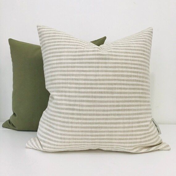 Sage Linen Stripe  Pillow Cover Sage Pillow Striped Pillow | Etsy | Etsy (US)