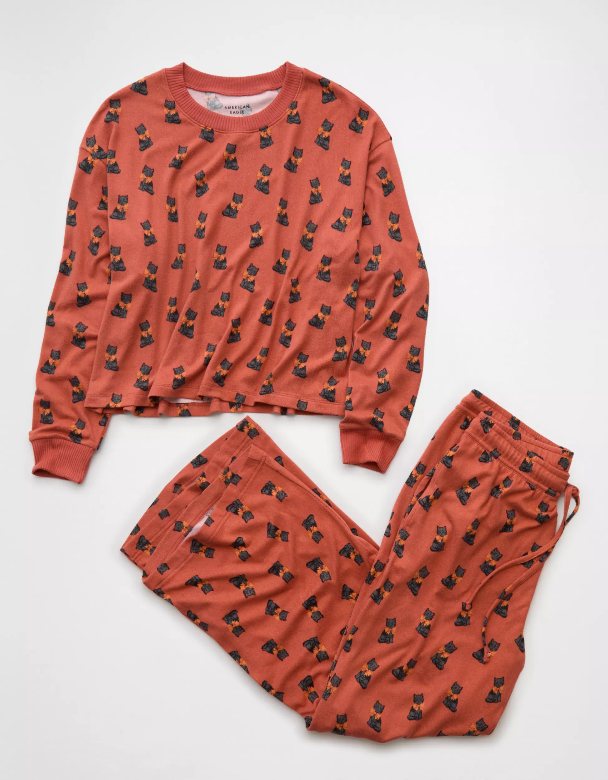 AE Luxe Plush Long-Sleeve & Pant PJ Set | American Eagle Outfitters (US & CA)
