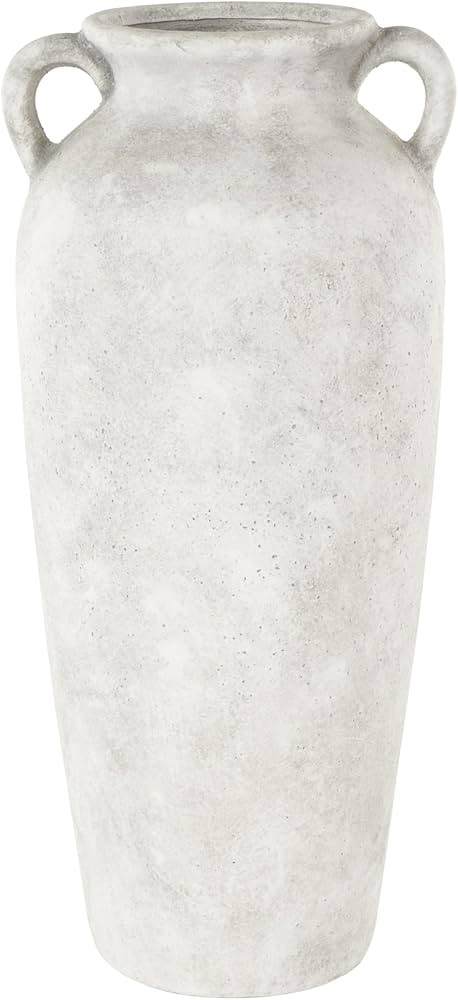 Deco 79 Ceramic Vase Antique Style Textured with Black Shadings and Handles, 9" x 9" x 20", White | Amazon (US)