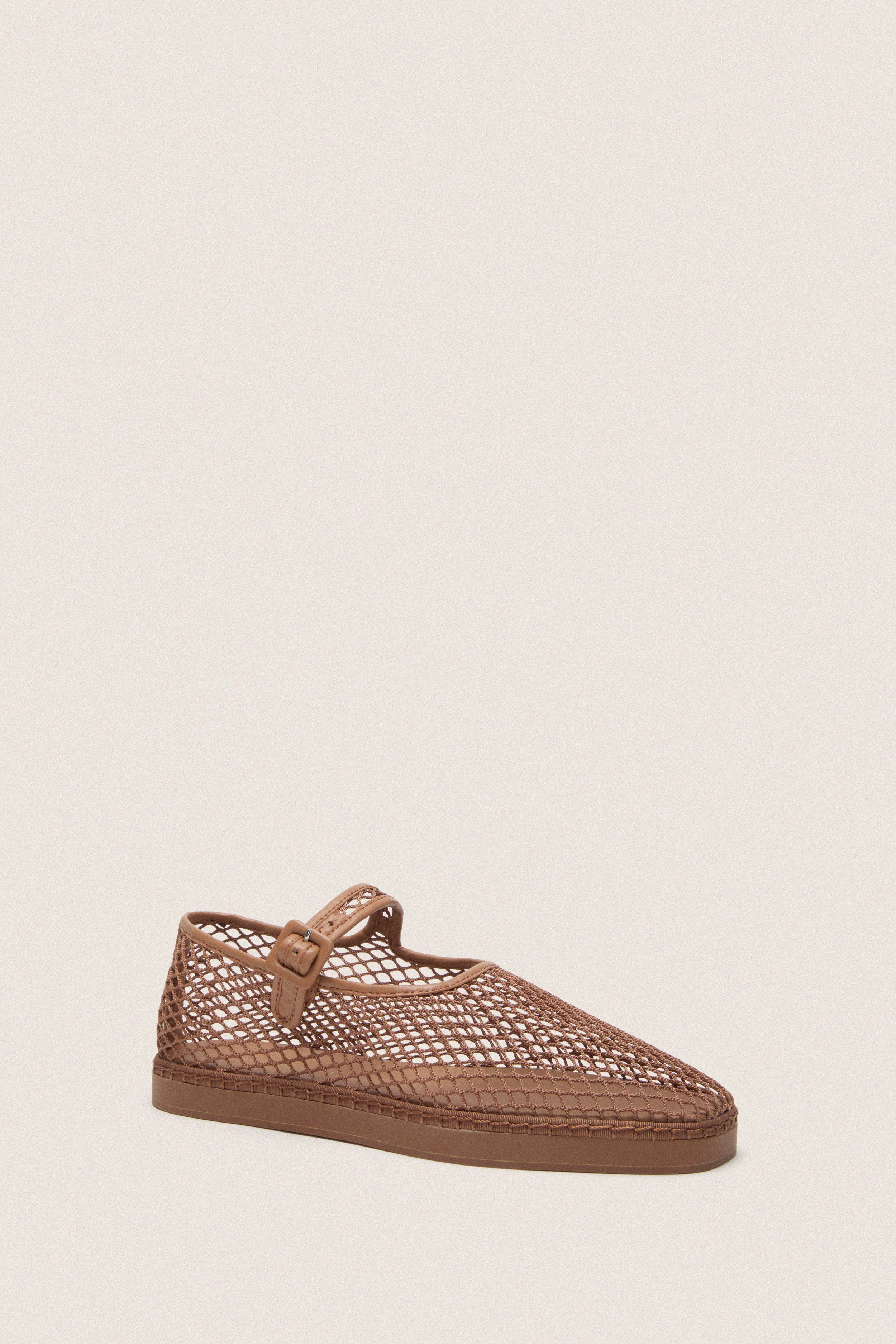 Brown Netted Mesh Rita Mary Janes | Tuckernuck (US)