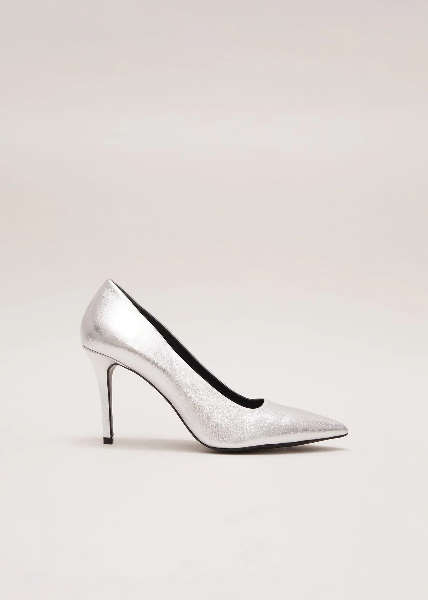 Phase Eight Women's Silver Leather Pointed Court Shoes | Phase Eight (UK)