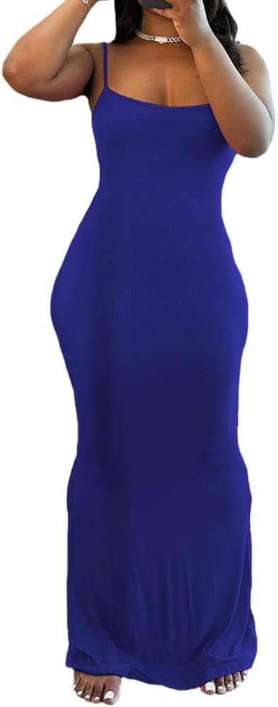 Women Summer Long Dress Casual Slip Sexy Sleeveless Bodycon Maxi Dresses for Women | Amazon (US)