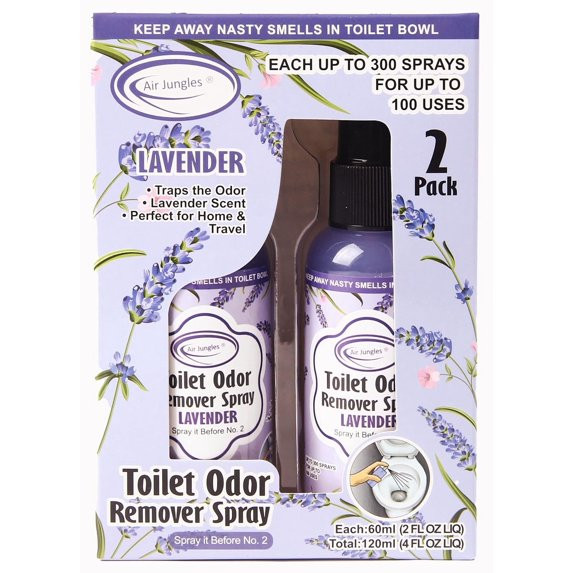 Air Jungles Toilet Poop Odor Eliminator Spray, Lavender Scent, Spray It Before No.2, Up to 100 Us... | Walmart (US)