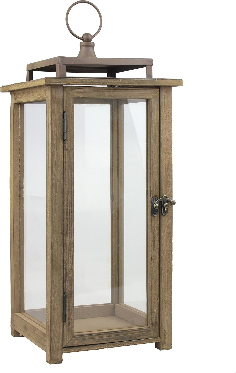 Stonebriar 18 Inch Rustic Wooden Candle Hurricane Lantern, For Table Top, Mantle, Wall Hanging, or Garden Display, Indoor & Outdoor Use, Extra Large | Amazon (US)